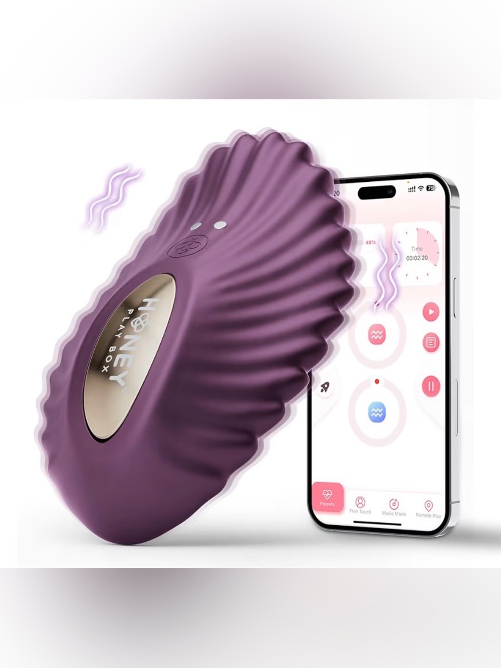 Honey Play Box Purple Wearable Shell App Controlled Massager with 9 Modes